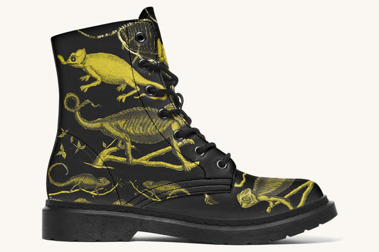 Reptilian in Bloom Black Yellow Boots - Jaded Lament