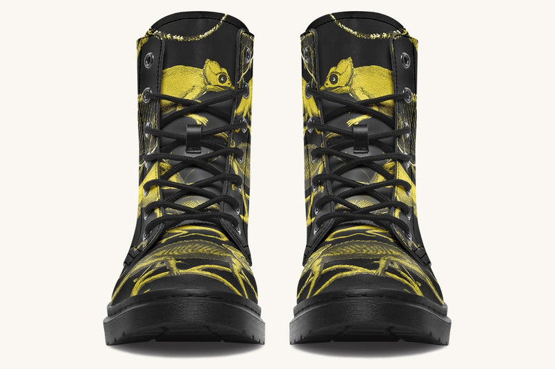 Reptilian in Bloom Black Yellow Boots - Jaded Lament