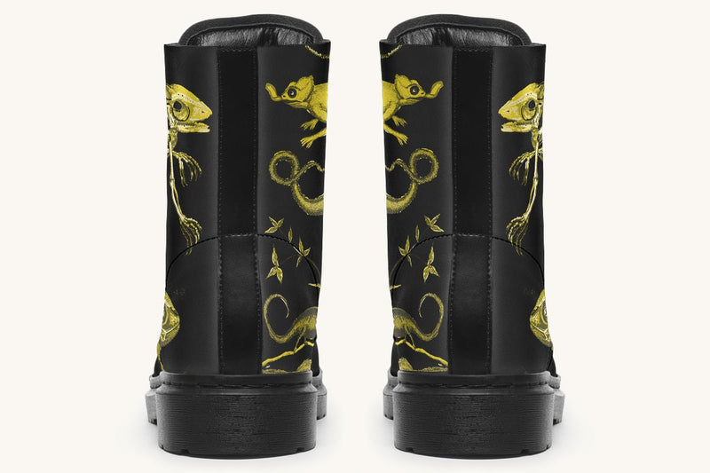 Reptilian in Bloom Black Yellow Boots - Jaded Lament