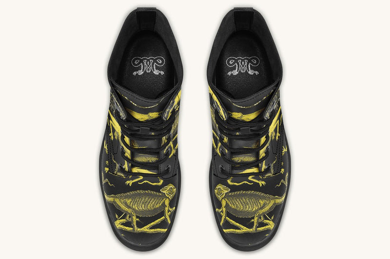 Reptilian in Bloom Black Yellow Boots - Jaded Lament