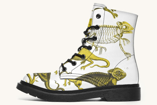 Reptilian in Bloom White Yellow Boots - Jaded Lament