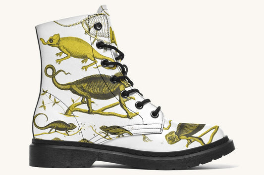 Reptilian in Bloom White Yellow Boots - Jaded Lament