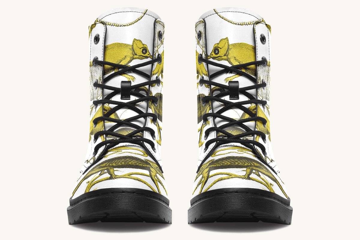 Reptilian in Bloom White Yellow Boots - Jaded Lament