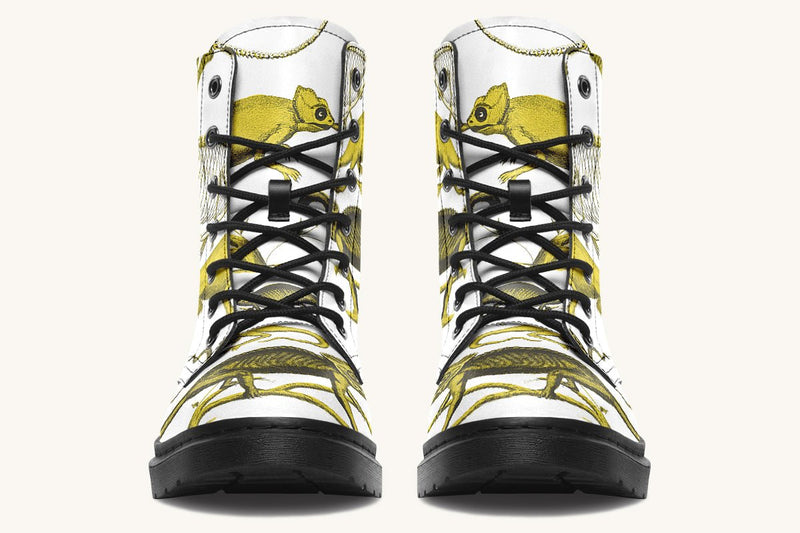 Reptilian in Bloom White Yellow Boots - Jaded Lament