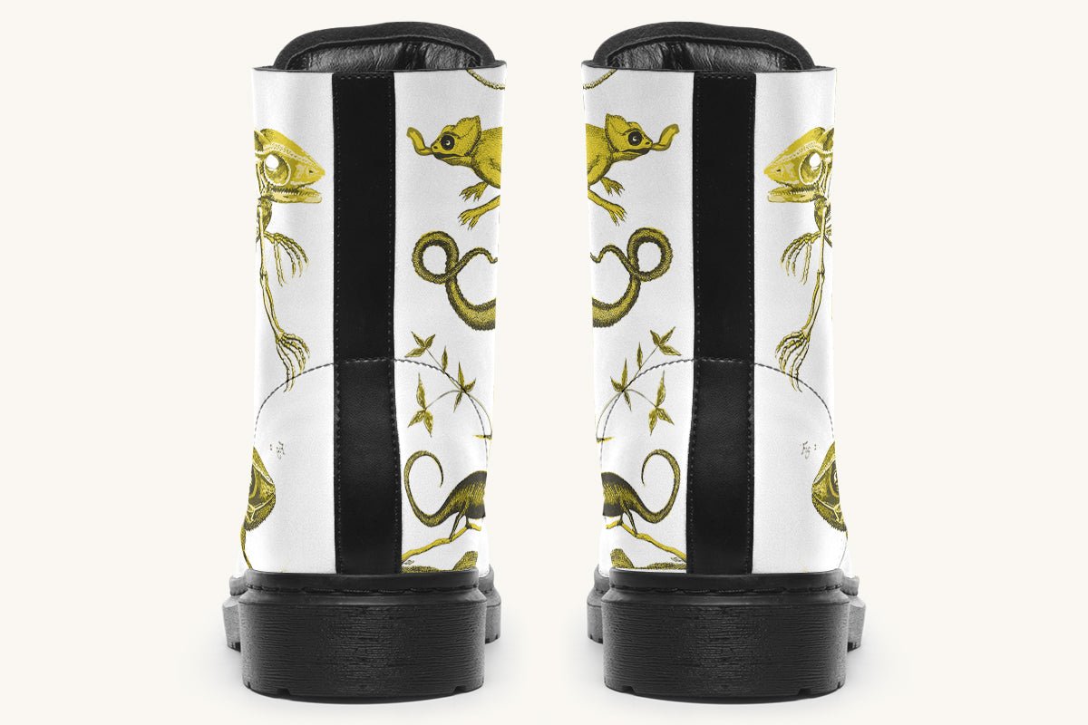 Reptilian in Bloom White Yellow Boots - Jaded Lament