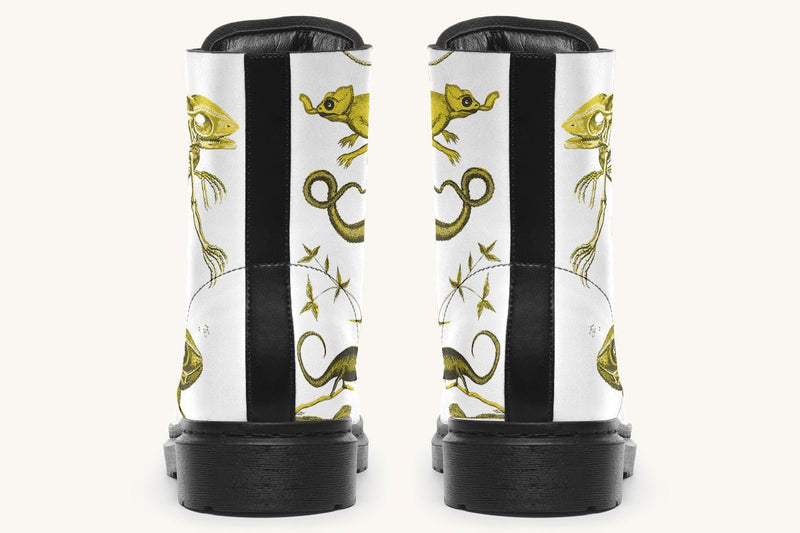 Reptilian in Bloom White Yellow Boots - Jaded Lament