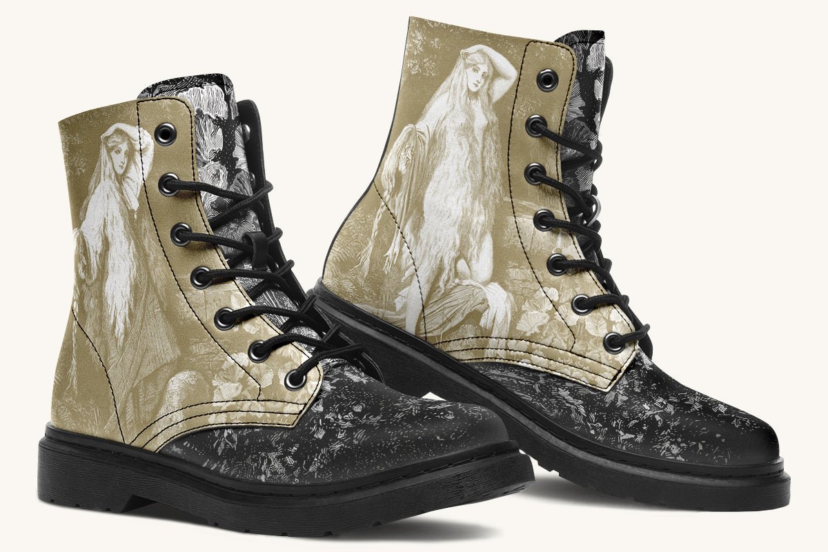She Watched the Bones Sink Khaki Boots - Jaded Lament