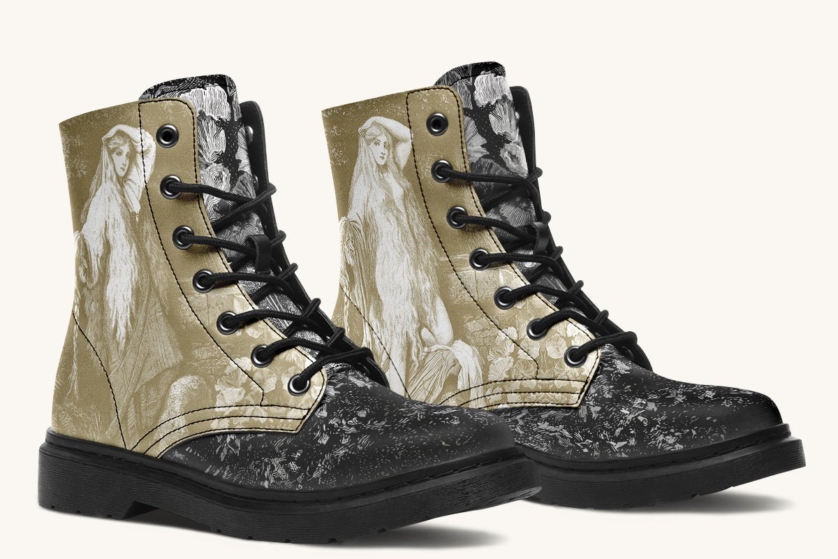 She Watched the Bones Sink Khaki Boots - Jaded Lament