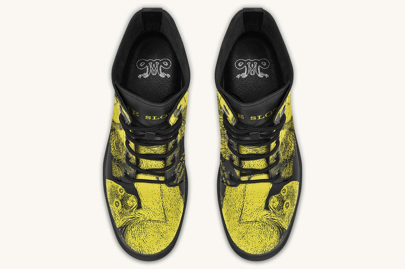 The Sloth Stays Yellow Black Boots - Jaded Lament