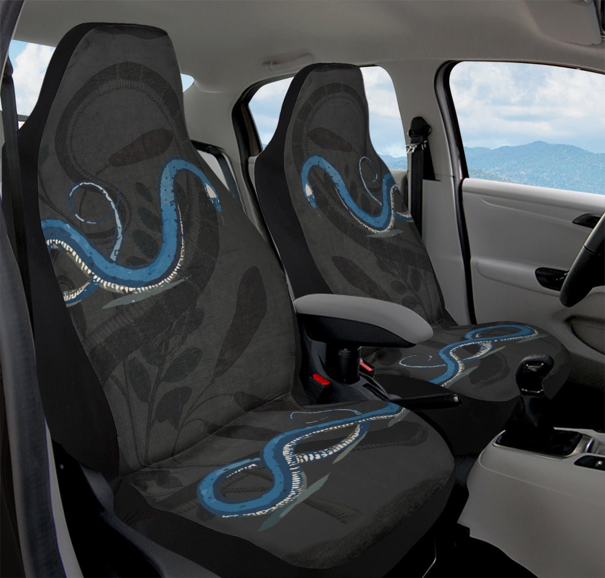 Blue Snake Black Car Seat Cover - Jaded Lament