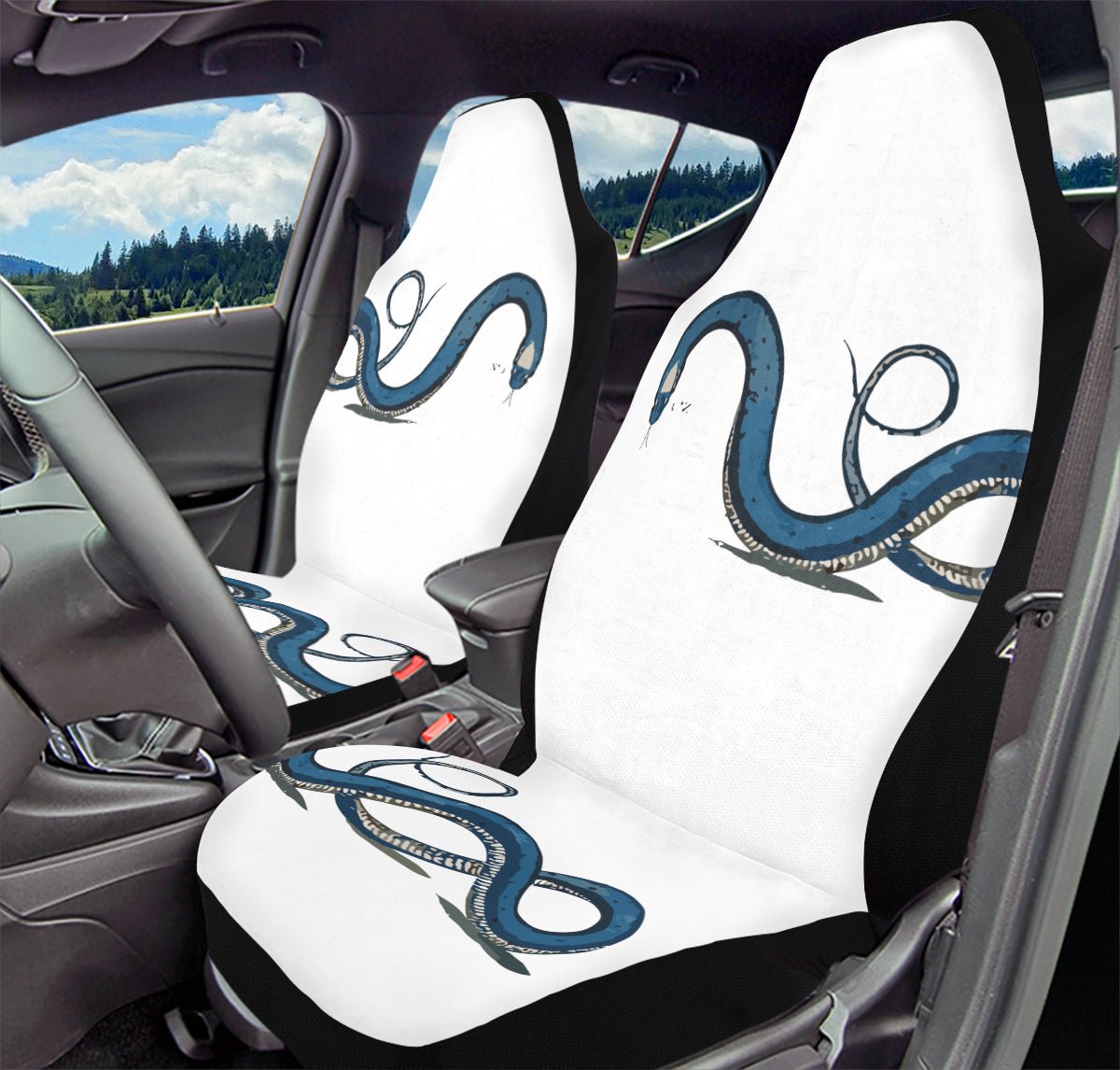 Blue Snake White Car Seat Cover - Jaded Lament