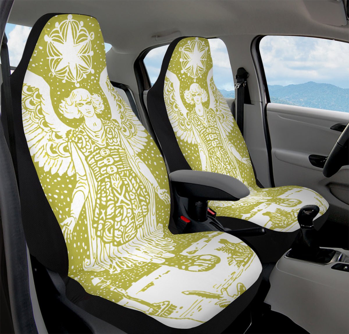 Call Upon the Star Green Car Seat Cover - Jaded Lament