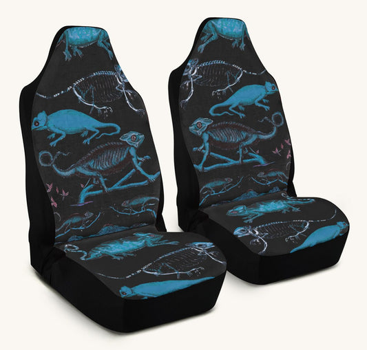 Reptilian in Bloom Black Blue Car Seat Cover - Jaded Lament