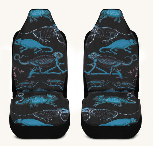 Reptilian in Bloom Black Blue Car Seat Cover - Jaded Lament