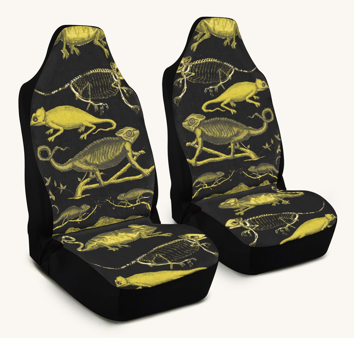 Reptilian in Bloom Black Yellow Car Seat Cover - Jaded Lament