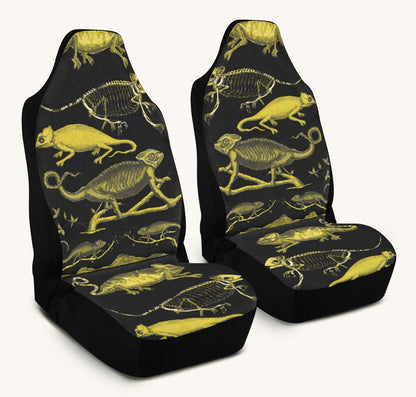Reptilian in Bloom Black Yellow Car Seat Cover - Jaded Lament