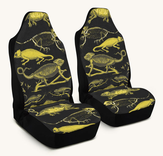 Reptilian in Bloom Black Yellow Car Seat Cover - Jaded Lament