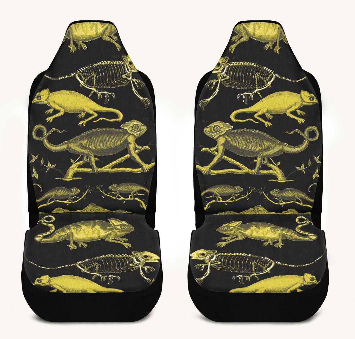 Reptilian in Bloom Black Yellow Car Seat Cover - Jaded Lament
