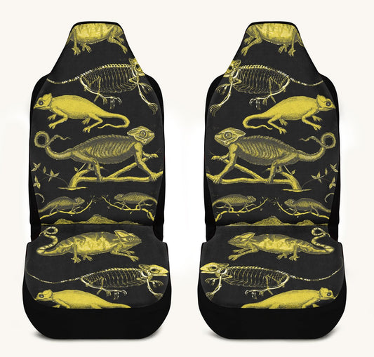 Reptilian in Bloom Black Yellow Car Seat Cover - Jaded Lament