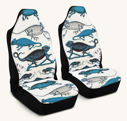 Reptilian in Bloom White Blue Car Seat Cover - Jaded Lament