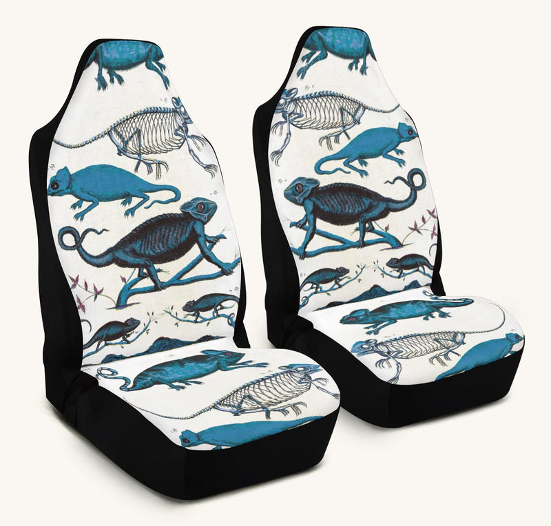 Reptilian in Bloom White Blue Car Seat Cover - Jaded Lament