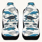 Reptilian in Bloom White Blue Car Seat Cover - Jaded Lament