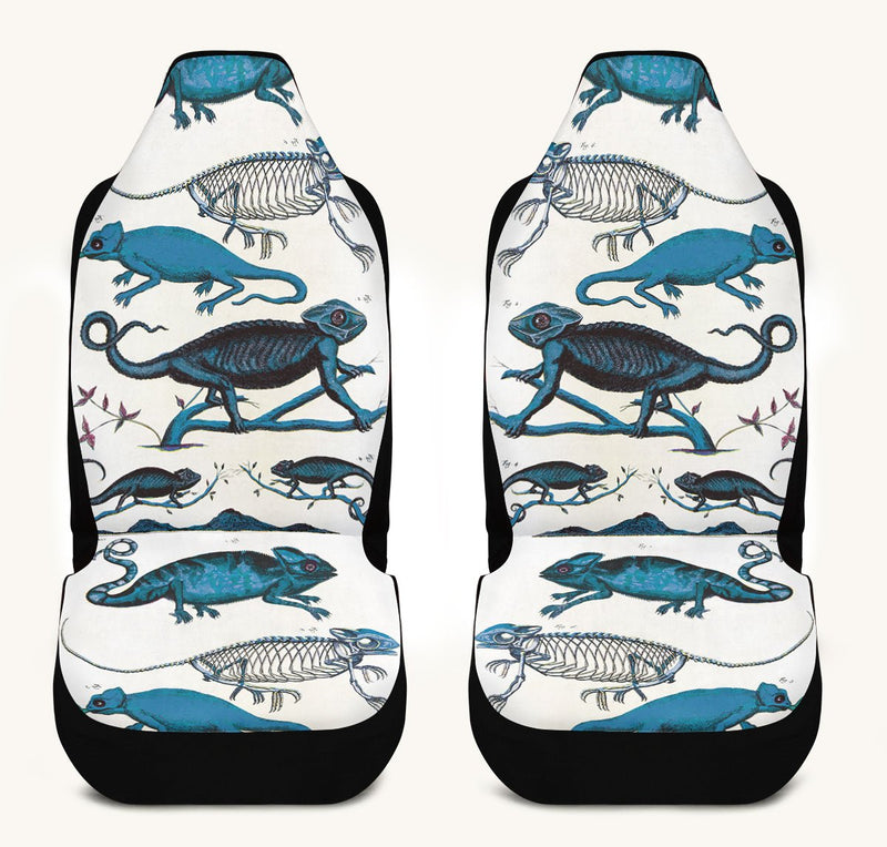 Reptilian in Bloom White Blue Car Seat Cover - Jaded Lament