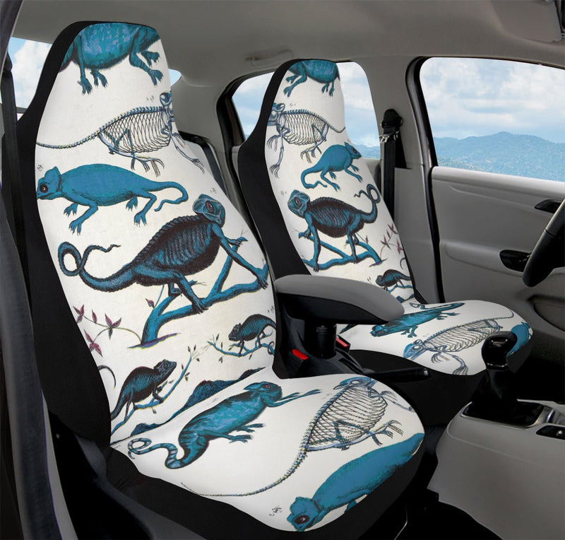 Reptilian in Bloom White Blue Car Seat Cover - Jaded Lament