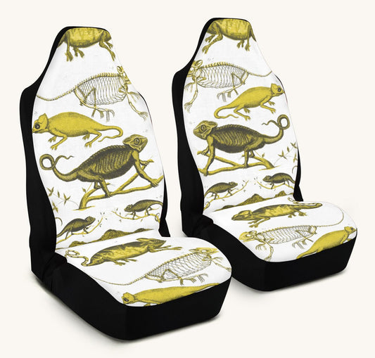Reptilian in Bloom White Yellow Car Seat Cover - Jaded Lament