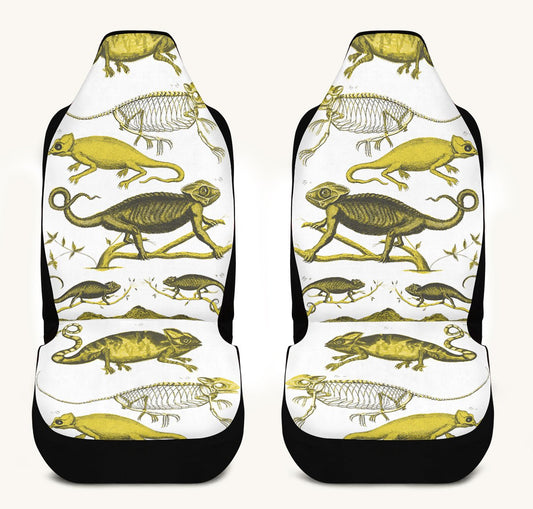 Reptilian in Bloom White Yellow Car Seat Cover - Jaded Lament