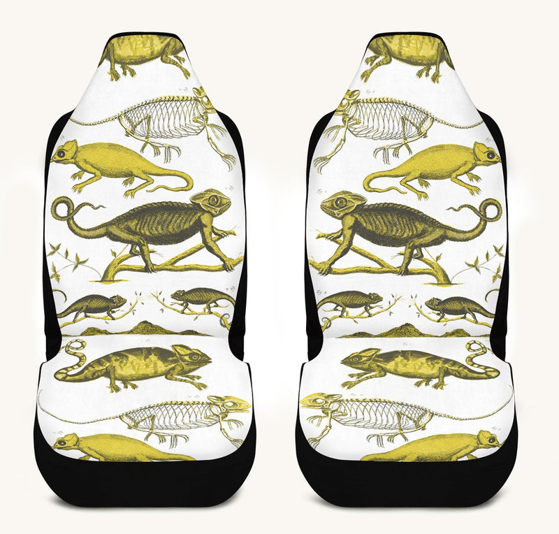 Reptilian in Bloom White Yellow Car Seat Cover - Jaded Lament