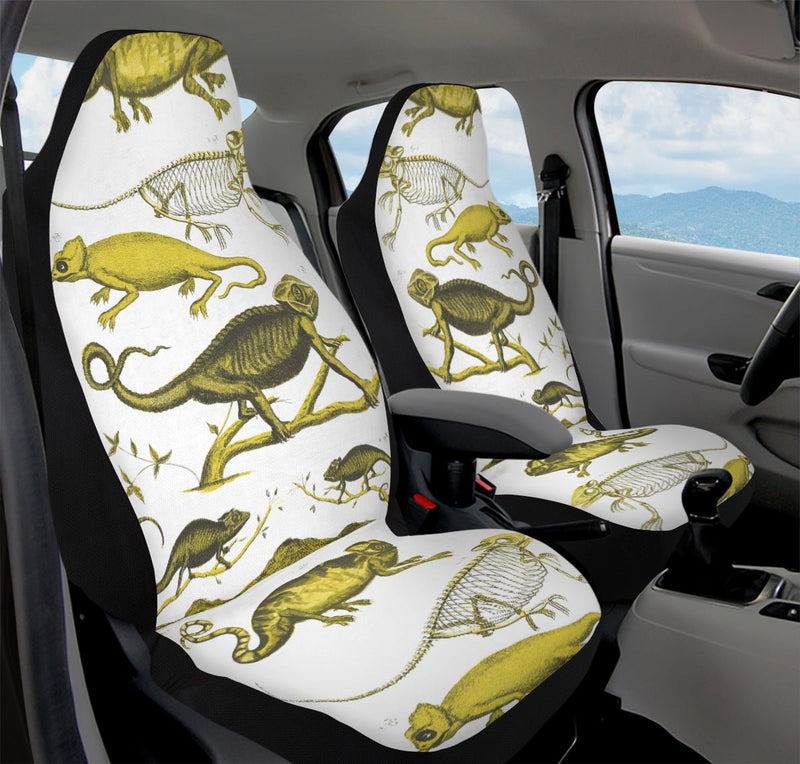 Reptilian in Bloom White Yellow Car Seat Cover - Jaded Lament