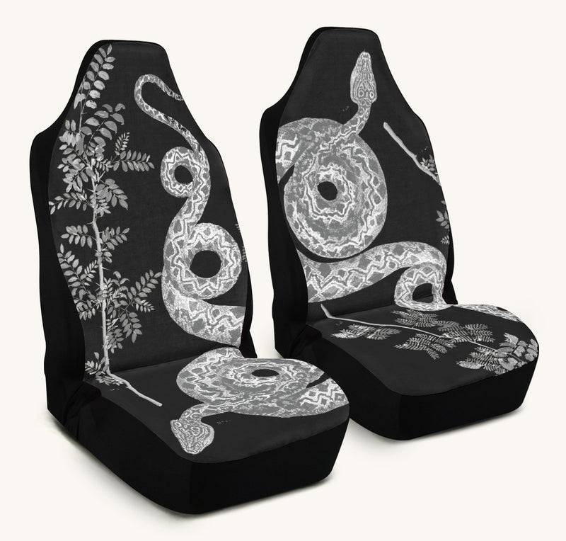 Serpent in Bloom Black And White Car Seat Cover - Jaded Lament