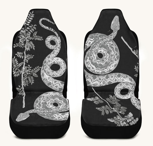 Serpent in Bloom Black And White Car Seat Cover - Jaded Lament