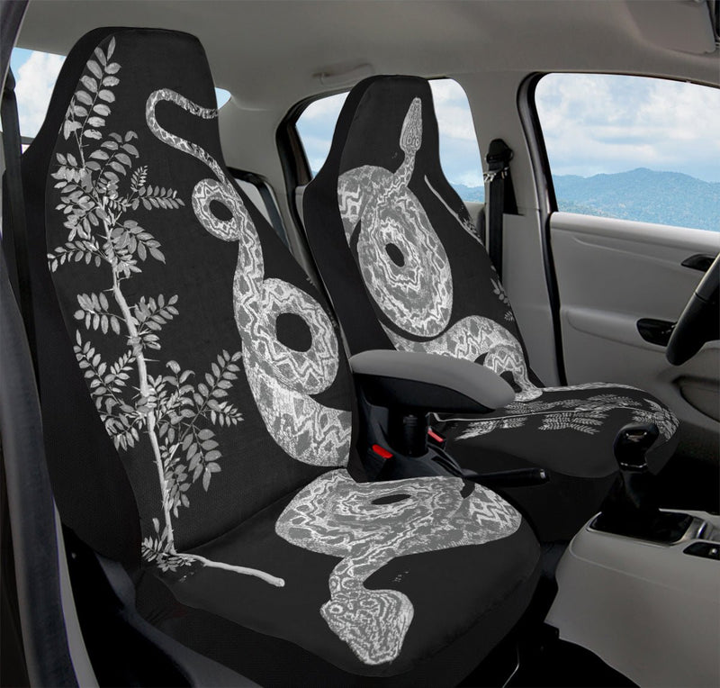 Serpent in Bloom Black And White Car Seat Cover - Jaded Lament