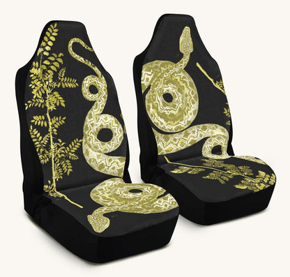 Serpent in Bloom Black And Yellow Car Seat Cover - Jaded Lament
