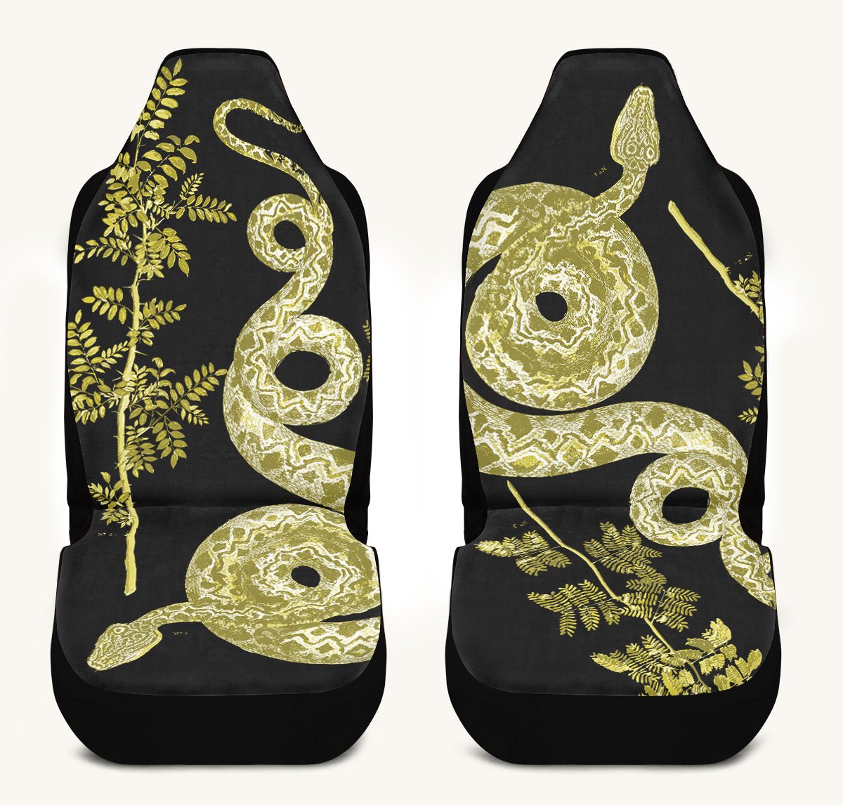 Serpent in Bloom Black And Yellow Car Seat Cover - Jaded Lament