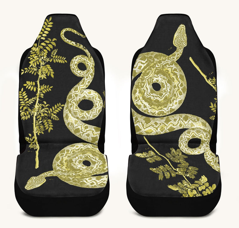 Serpent in Bloom Black And Yellow Car Seat Cover - Jaded Lament