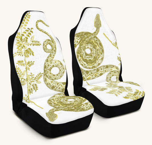 Serpent in Bloom White And Yellow Car Seat Cover - Jaded Lament