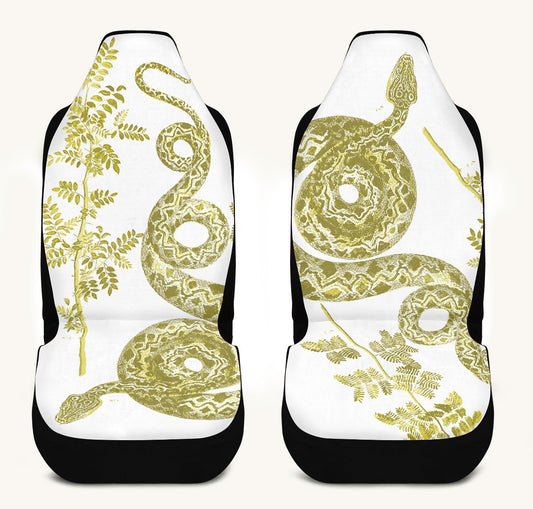 Serpent in Bloom White And Yellow Car Seat Cover - Jaded Lament