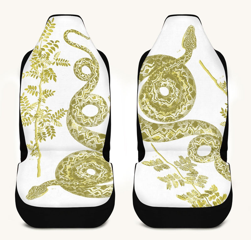 Serpent in Bloom White And Yellow Car Seat Cover - Jaded Lament