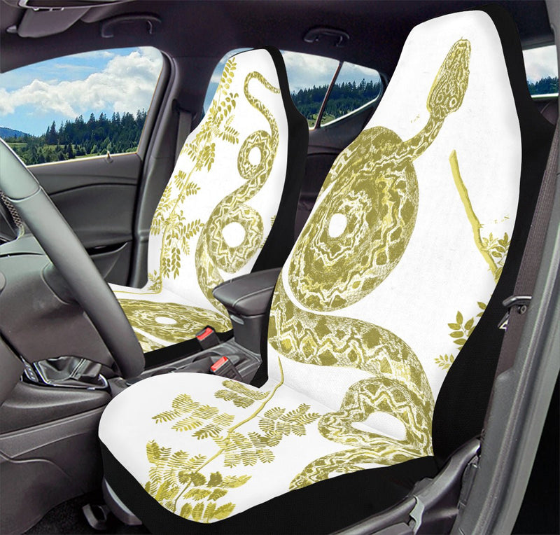 Serpent in Bloom White And Yellow Car Seat Cover - Jaded Lament
