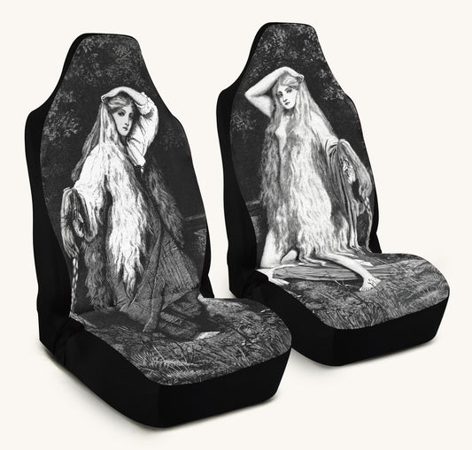 She Watched the Bones Sink Black Car Seat Cover - Jaded Lament