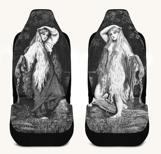 She Watched the Bones Sink Black Car Seat Cover - Jaded Lament