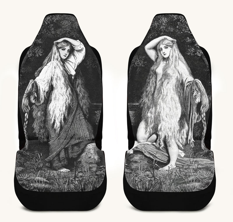 She Watched the Bones Sink Black Car Seat Cover - Jaded Lament