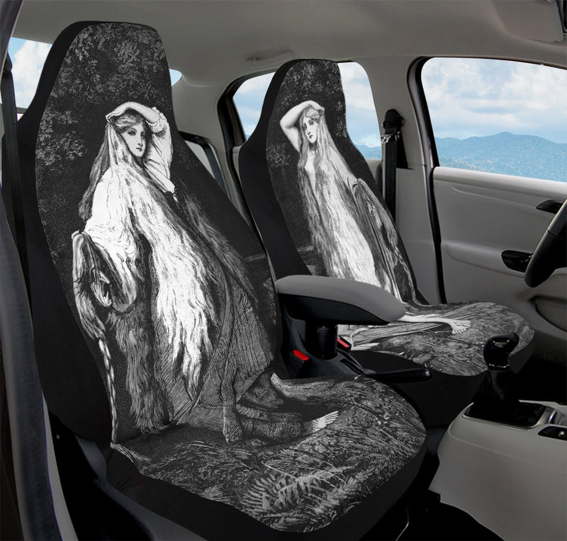 She Watched the Bones Sink Black Car Seat Cover - Jaded Lament