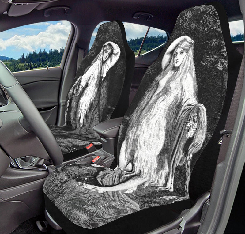 She Watched the Bones Sink Black Car Seat Cover - Jaded Lament