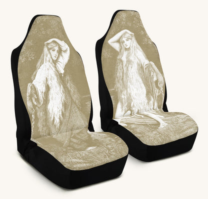 She Watched the Bones Sink Khaki Car Seat Cover - Jaded Lament