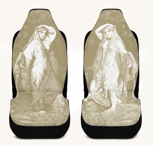 She Watched the Bones Sink Khaki Car Seat Cover - Jaded Lament