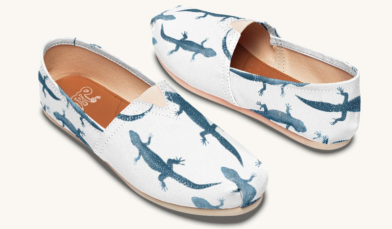 March of the Lizards Blue White Casual Shoes - Jaded Lament
